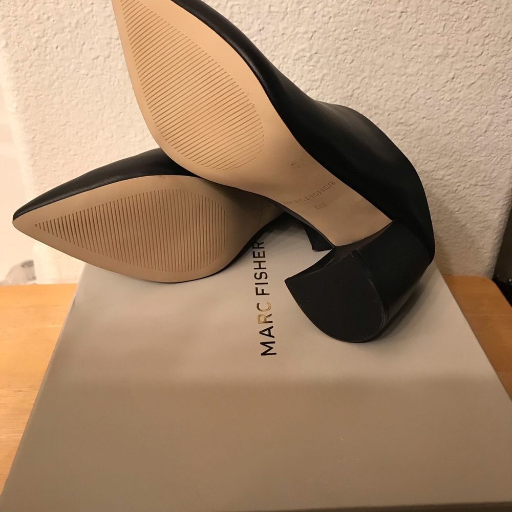 Marc Fisher Black Leather Mules - Picture 4 of 5